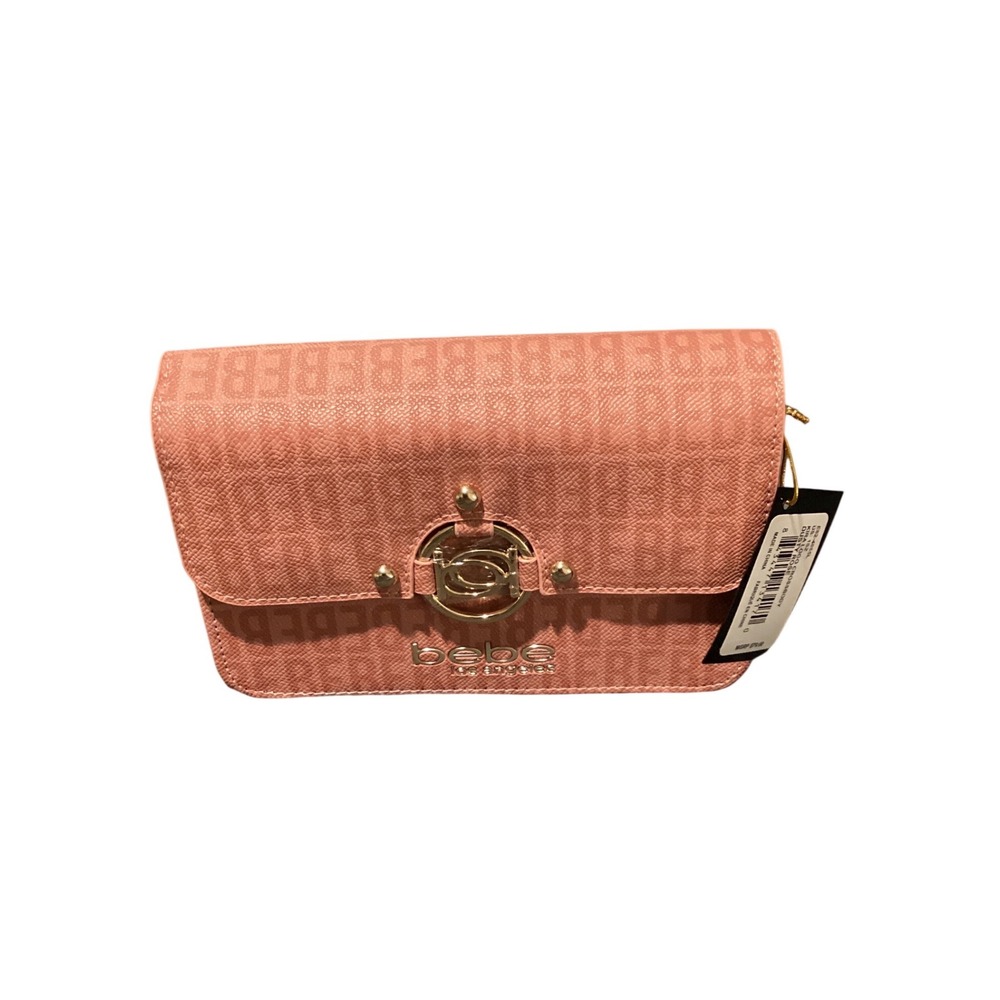 Bebe Kira‎ Logo Crossbody Bag Dusty Rose Pink Gold Chain Strap BE-4434L NEW